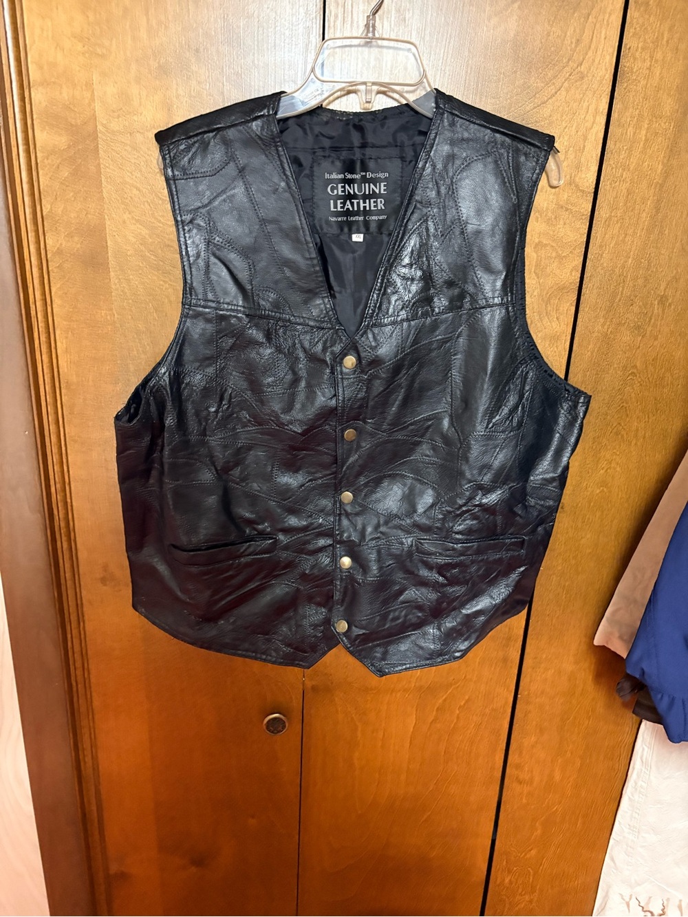Genuine Leather Black Men's Vest